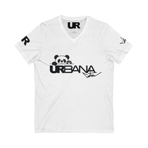 Urbana Couture Unisex Panda Short Sleeve V-Neck Tee BLK/BLK