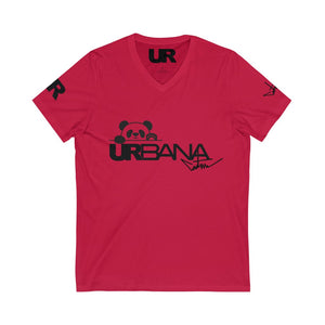 Urbana Couture Unisex Panda Short Sleeve V-Neck Tee BLK/BLK