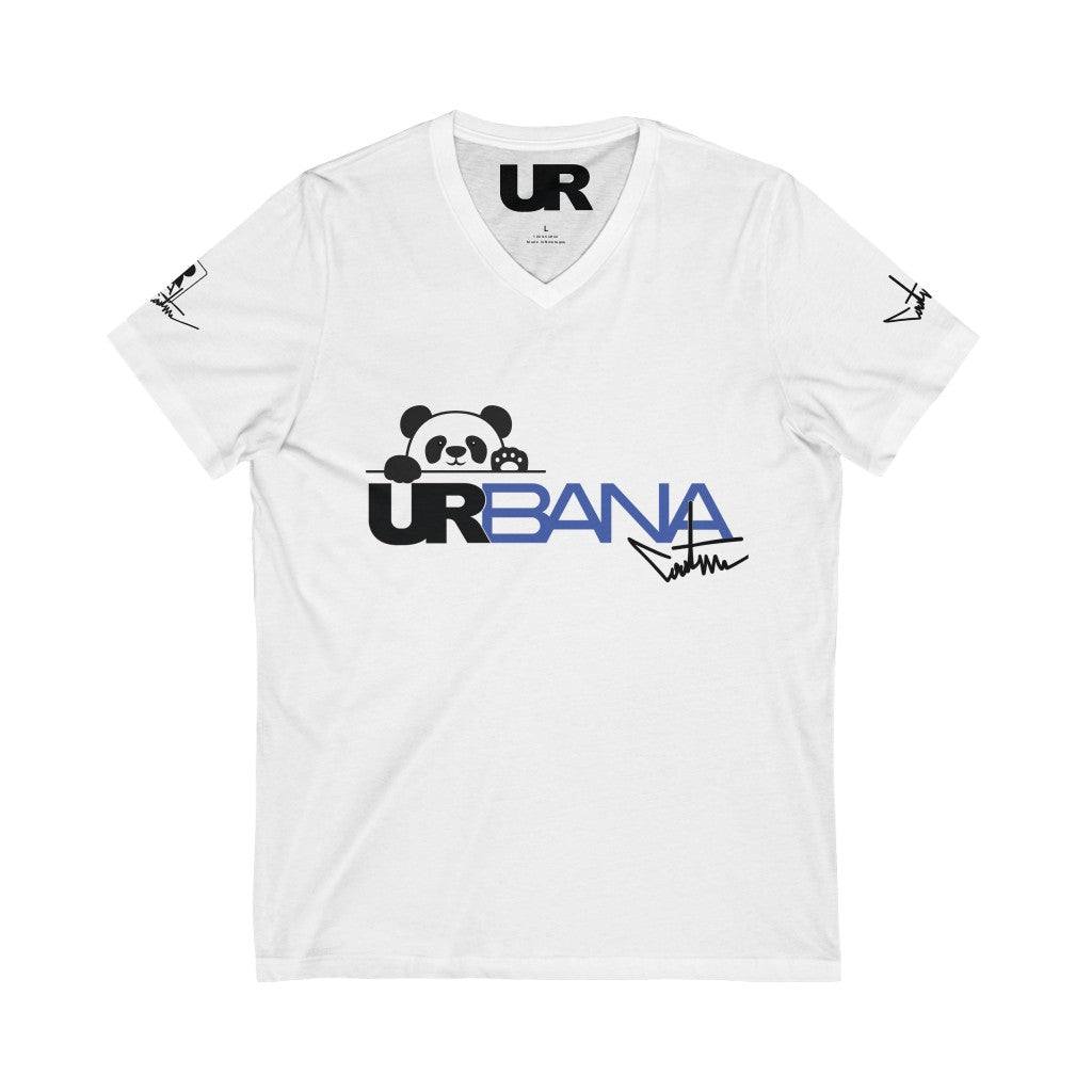 Urbana Couture Unisex Panda Short Sleeve V-Neck Tee BLK/BLE